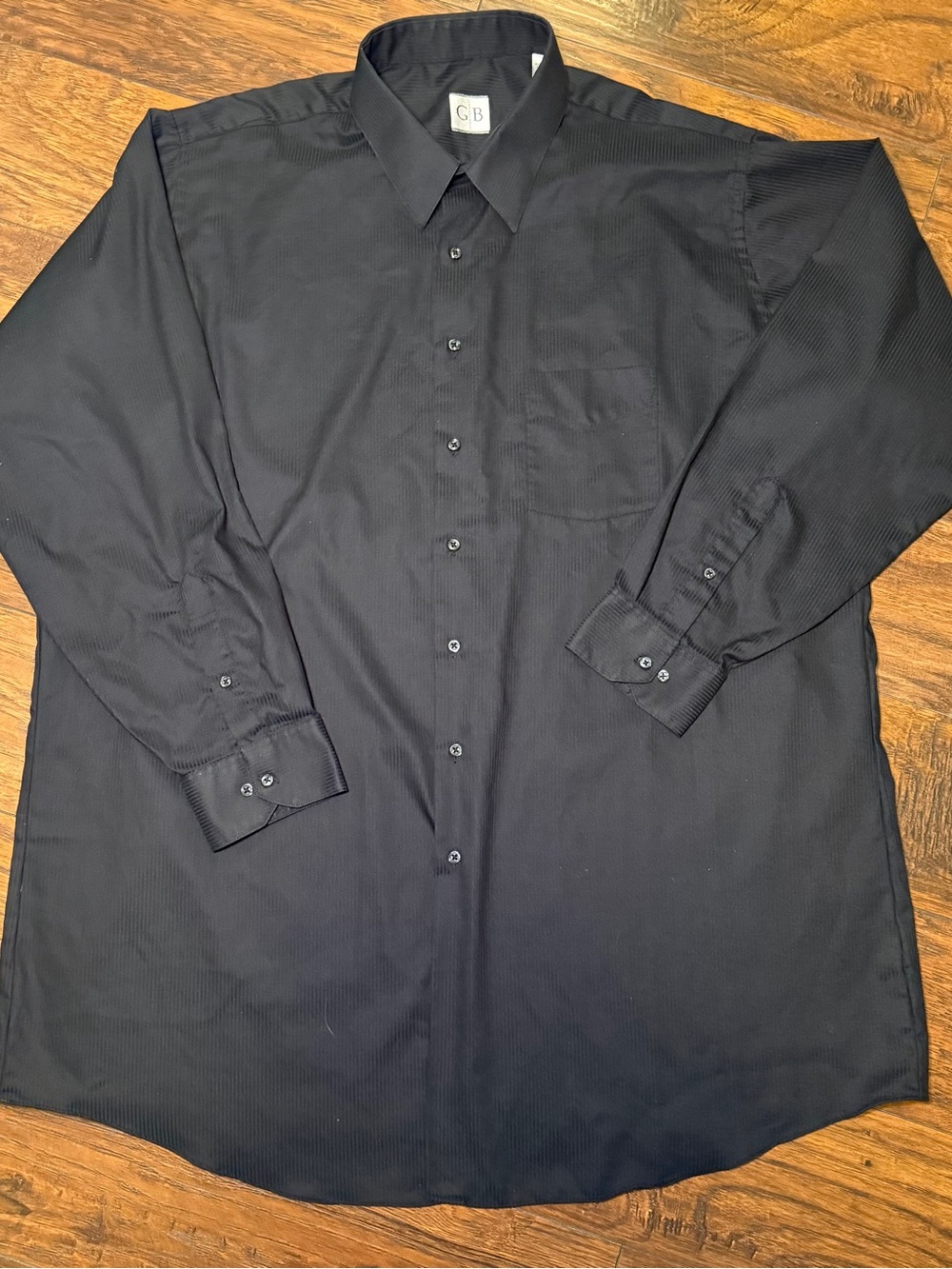 Geoffrey Beene Big Tall 19 35/36 Black Two Tone Stripe Long Sleeve Dress Shirt